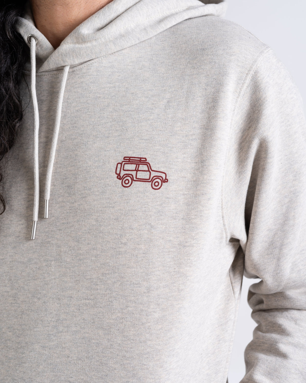Hoodie «Unterwegs» Creme meliert: Detail des Motivs