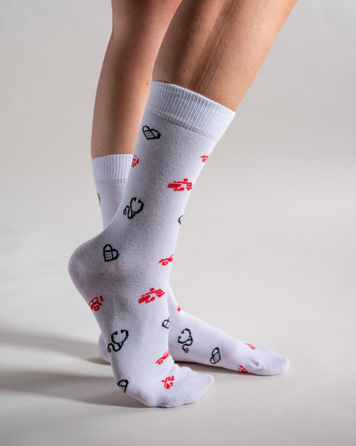 Crew-Socken «Icons» Weiß, Detail