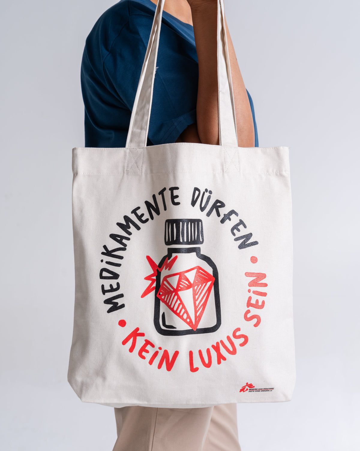 Tote Bag «Medikamente dürfen kein Luxus sein» Natur: Detail des Motivs