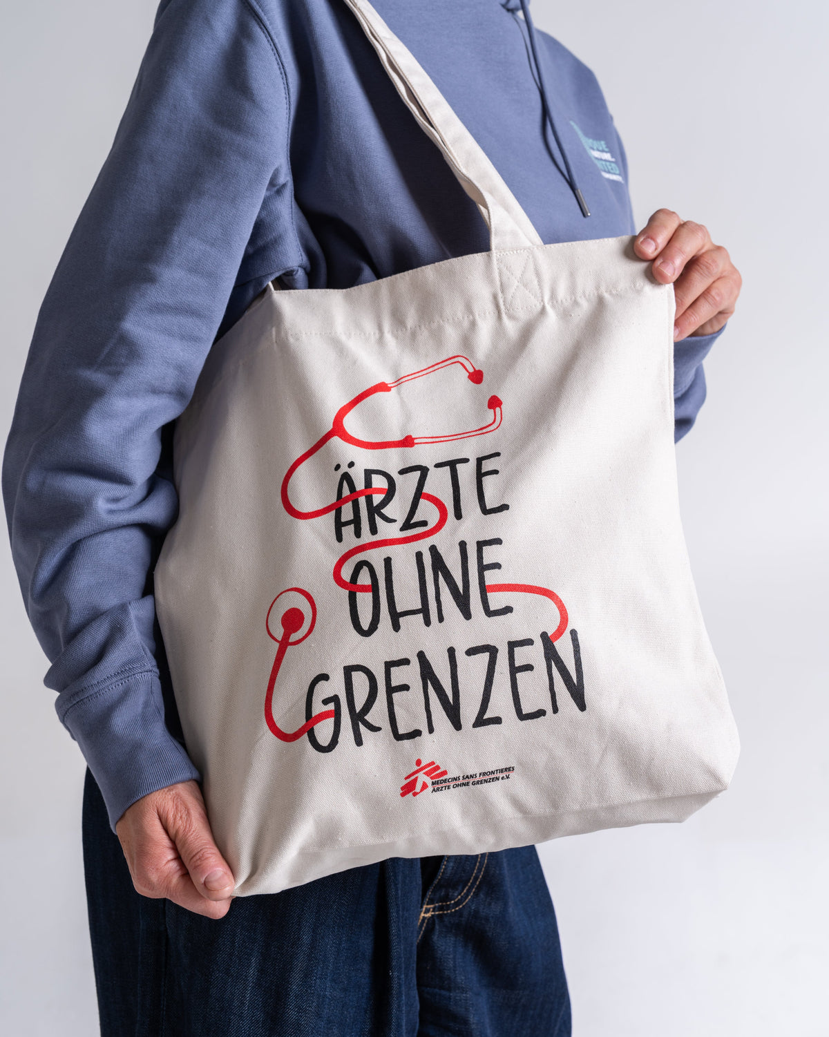 Tote Bag «Stethoskop» Natur: Detail des Motivs