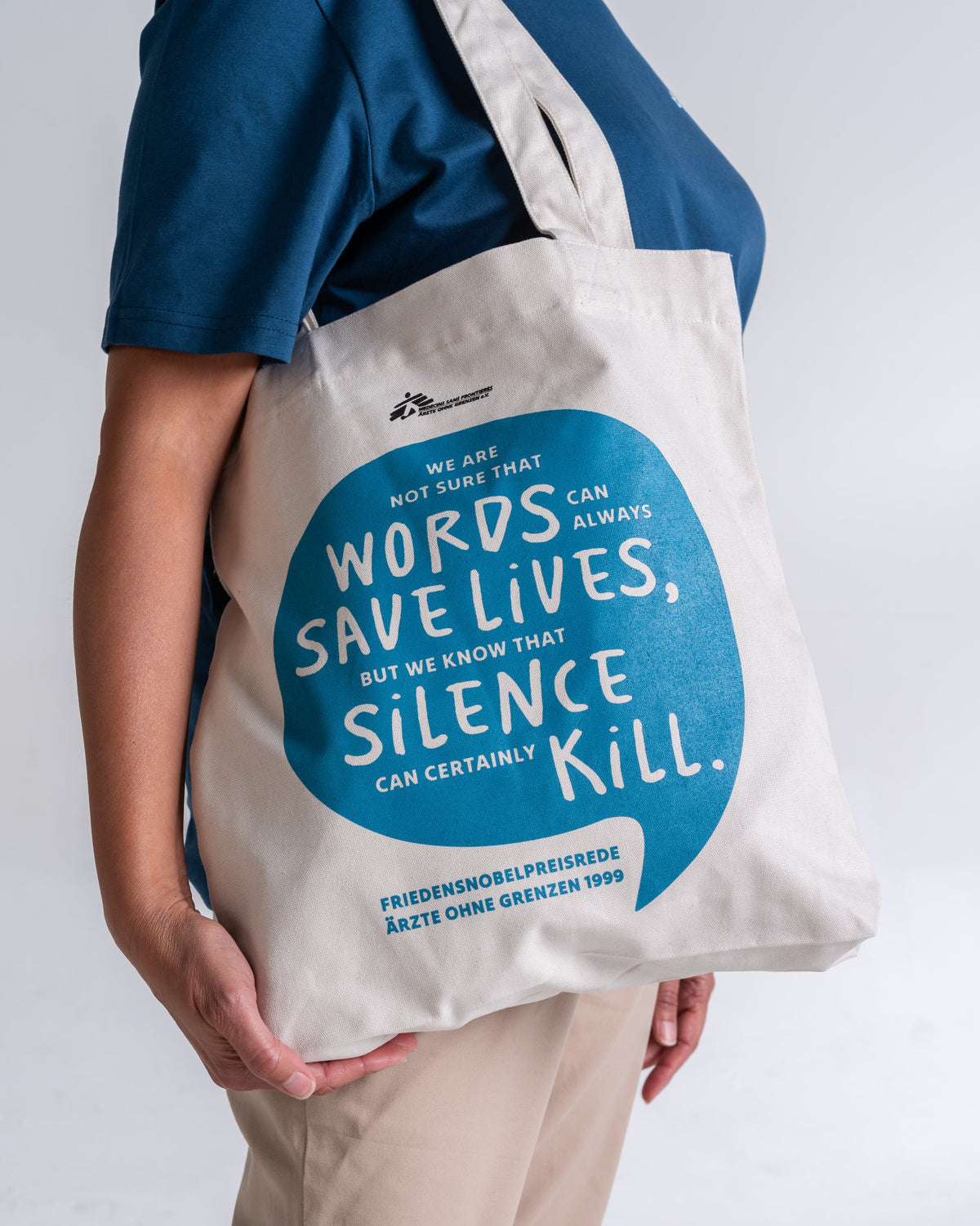 Tote Bag «Words Save Lives» Natur: Detail des Motivs