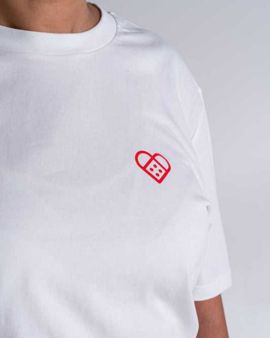 T-Shirt «Pflasterherz» Naturweiß: Detail des Motivs